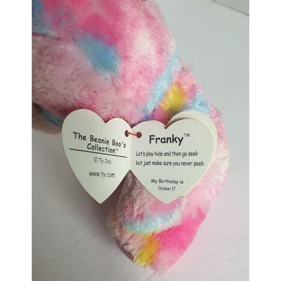 Ty Beanie Boos "Franky" TySilk Multicolor Plush Bear 6" Stuffed Animal Toy - Picture 4 of 7
